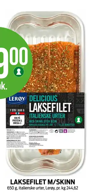 Kiwi LAKSEFILET M/SKINN tilbud