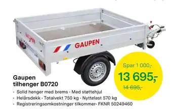 Felleskjøpet Gaupen tilhenger B0720 tilbud