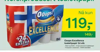 Felleskjøpet Ooops Excellence toalettpapir 24 stk tilbud