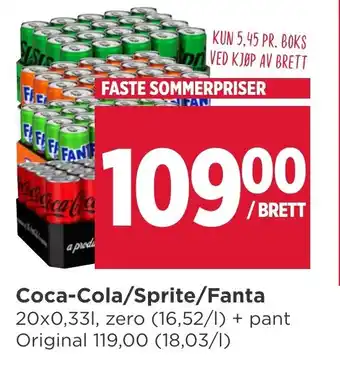 Meny Coca-Cola/Sprite/Fanta tilbud