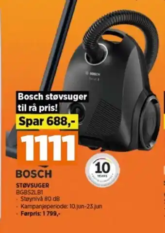 POWER BOSCH STØVSUGER BGBS2LB1 tilbud