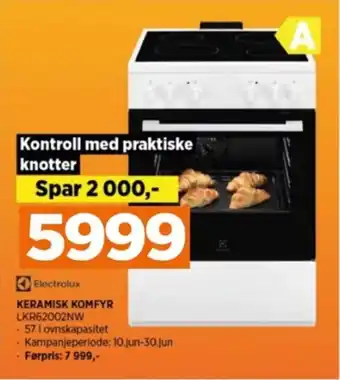 POWER KERAMISK KOMFYR LKR62002NW tilbud