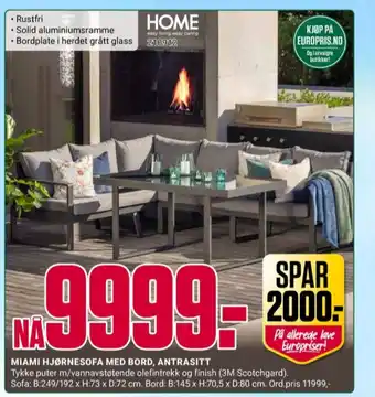 Europris Home hagemøbelsæt tilbud