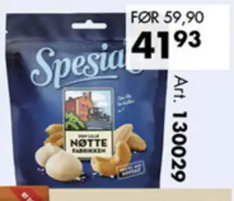 Sparkjøp Den lille nøttefabrikken spesial macadamia, mandler, cashew & peanøtter havsalt tilbud