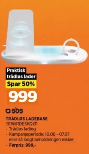 POWER TRÅDLØS LADEBASE TEWIRDESKQ131 tilbud