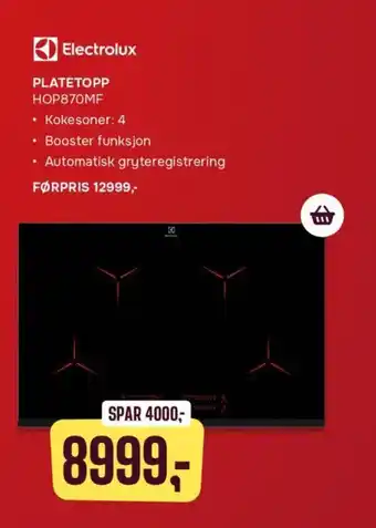 Skousen Electrolux PLATETOPP HOP870MF tilbud