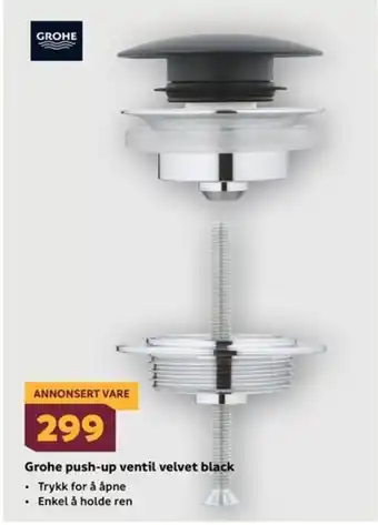 Megaflis Grohe push-up ventil velvet black tilbud