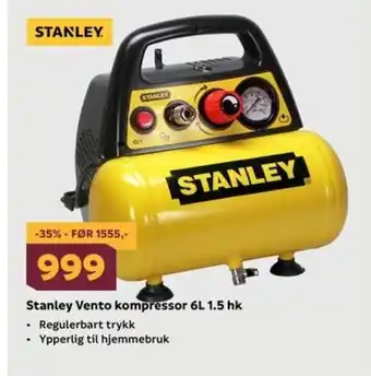 Megaflis Stanley Vento kompressor 6L 1.5 hk tilbud