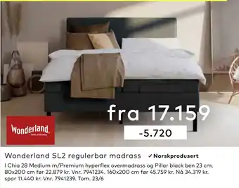 Skeidar Wonderland SL2 regulerbar madrass tilbud