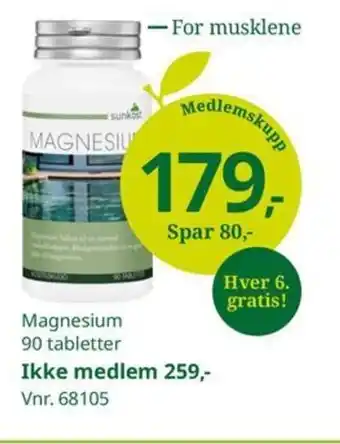 Sunkost Magnesium 90 tabletter tilbud