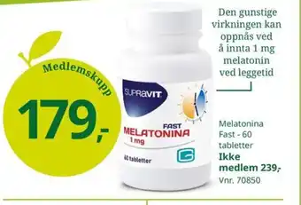 Sunkost Melatonina Fast - 60 tabletter tilbud