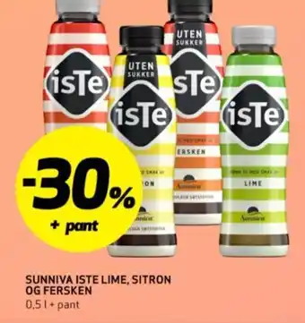 Bunnpris SUNNIVA ISTE LIME, SITRON OG FERSKEN tilbud