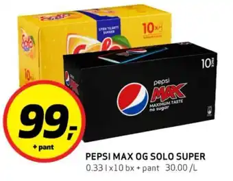 Bunnpris PEPSI MAX OG SOLO SUPER tilbud