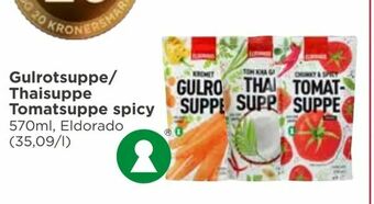 Meny Gulrotsuppe/ Thaisuppe Tomatsuppe spicy tilbud
