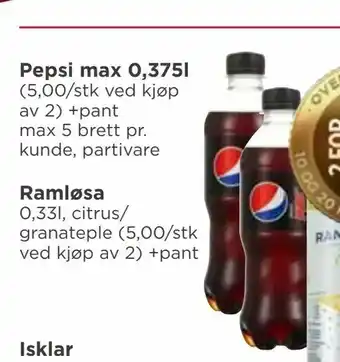 Meny Pepsi max 0,375l tilbud