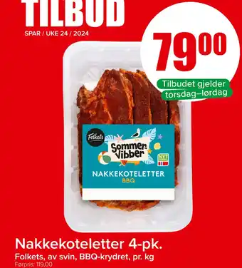 Spar Nakkekoteletter 4-pk. tilbud