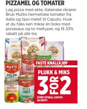 Meny PIZZAMEL OG TOMATER tilbud