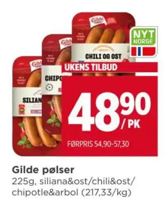 Meny Gilde pølser tilbud