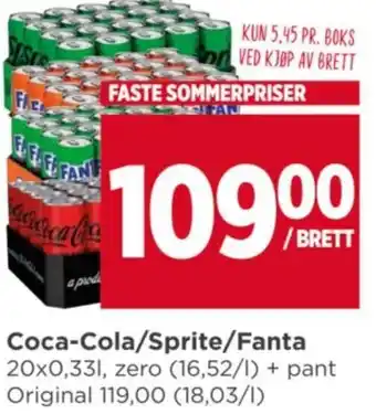Meny Coca-Cola/Sprite/Fanta tilbud