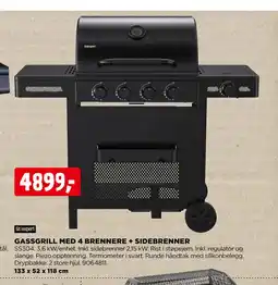 jem & fix GASSGRILL MED 4 BRENNERE + SIDEBRENNER tilbud