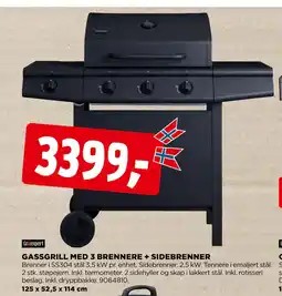 jem & fix GASSGRILL MED 3 BRENNERE + SIDEBRENNER tilbud