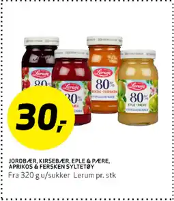 Bunnpris Jordbær, Kirsebær, Eple & Pære, Aprikos & Fersken Syltetøy tilbud
