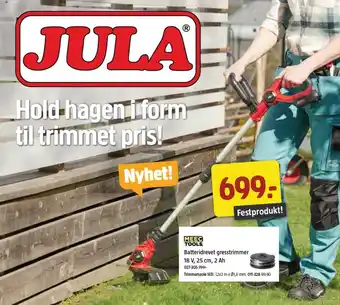 Jula Batteridrevet gresstrimmer tilbud