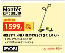 Montér GRESSTRIMMER RLT183220S (1 X 2,0 AH) tilbud