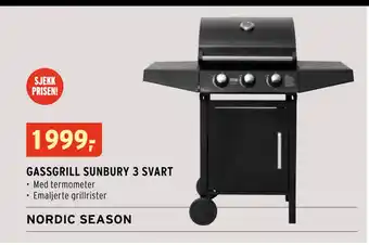 Montér GASSGRILL SUNBURY 3 SVART tilbud
