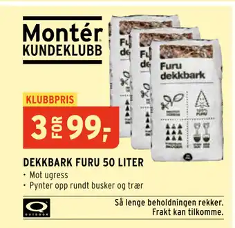Montér DEKKBARK FURU 50 LITER tilbud