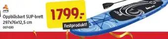 Jula Oppblåsbart SUP-brett 297x76x12,5 cm tilbud