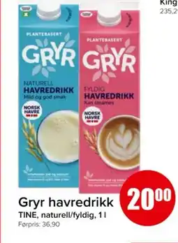 Spar Gryr havredrikk TINE 1 L. tilbud