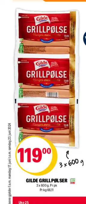 Coop Extra GILDE GRILLPØLSER tilbud