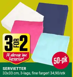 Europris SERVIETTER tilbud