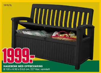 Europris HAGEBENK MED OPPBEVARING tilbud