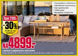 Europris LØKKEN HJØRNESOFA MED BORD tilbud
