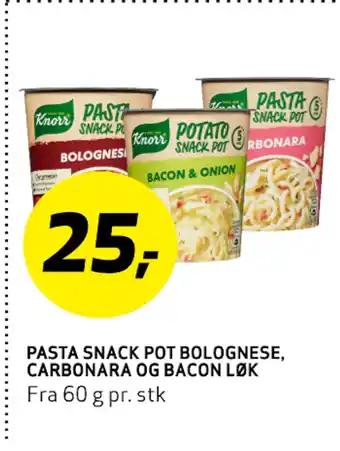 Bunnpris PASTA SNACK POT BOLOGNESE, CARBONARA OG BACON LØK tilbud