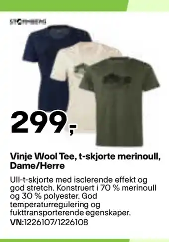 XXL Sport Vinje Wool Tee, t-skjorte merinoull, Dame/Herre tilbud