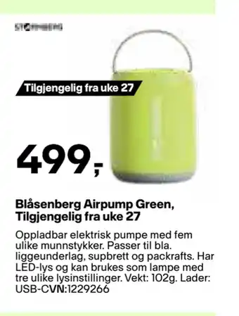 XXL Sport Blåsenberg Airpump Green, Tilgjengelig fra uke 27 tilbud