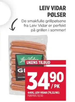 Meny Leiv vidar grillpølser tilbud