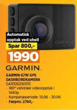 POWER GARMIN 67W GPS DASHBORDKAMERA GAR100250515 tilbud