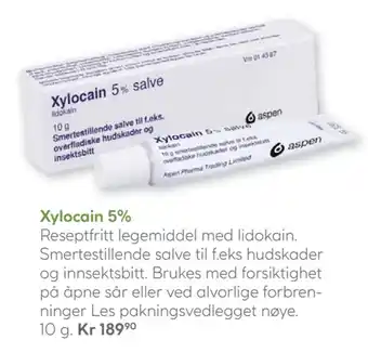 Vitusapotek Xylocain 5% tilbud