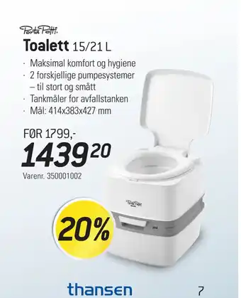 Thansen Toalett tilbud