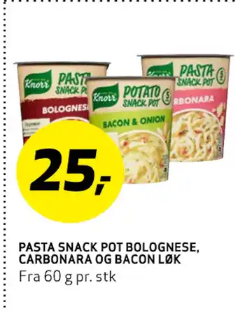 Bunnpris PASTA SNACK POT BOLOGNESE, CARBONARA OG BACON LØK tilbud