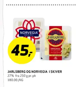 Bunnpris JARLSBERG OG NORVEGIA I SKIVER tilbud