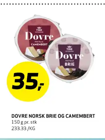 Bunnpris DOVRE NORSK BRIE OG CAMEMBERT tilbud