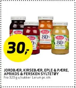 Bunnpris JORDBÆR, KIRSEBÆR, EPLE & PÆRE, APRIKOS & FERSKEN SYLTETØY tilbud