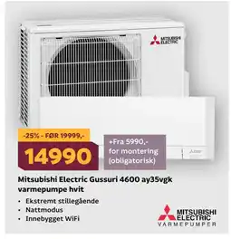 Megaflis Mitsubishi Electric Gussuri 4600 ay35vgk varmepumpe hvit tilbud