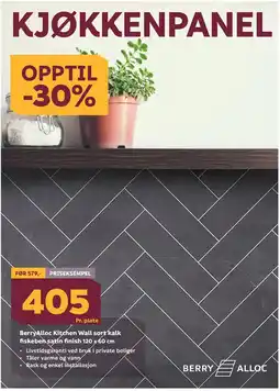 Megaflis BerryAlloc Kitchen Wall sort kalk fiskeben satin finish tilbud