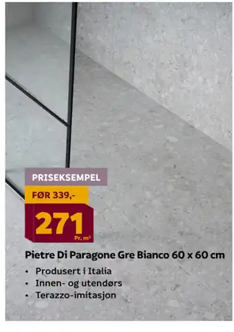 Megaflis Pietre Di Paragone Gre Bianco 60 x 60 cm tilbud